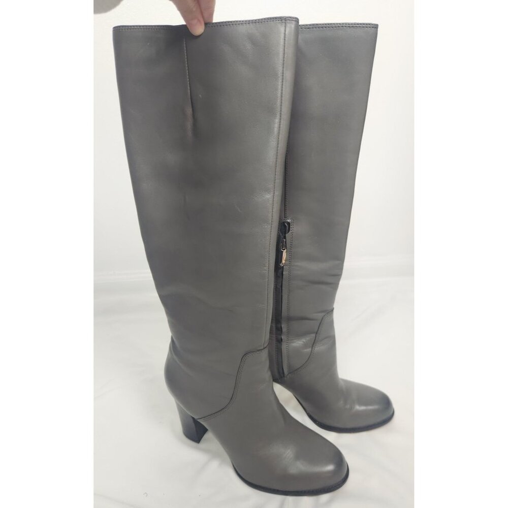 Sam Edelman Women's Sz. 9.5 Grey Leather Knee Hight Heeled Boots